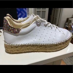 The Shoe Box white espadrilles with glitter back